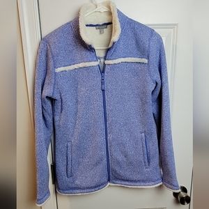 TALBOTS Blue White Sherpa Yoke Trim‎ Jacket Women's XS EUC